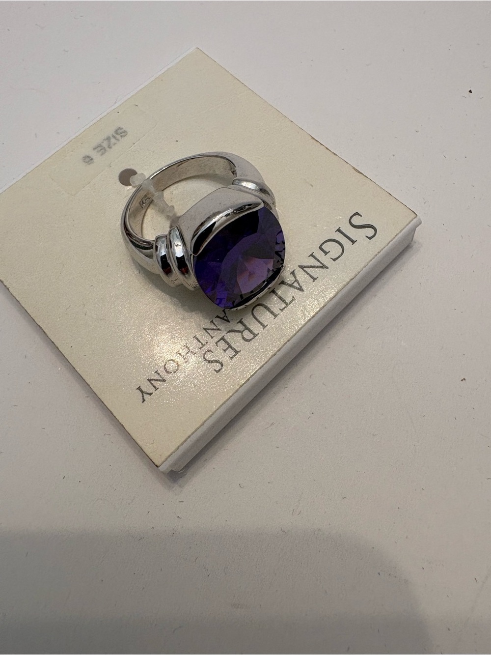 Signature Silver Ring with Deep Purple Gem